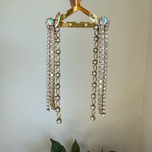 Feed Me Gems 1 of 1 Waterfall Earrings - Gold and Clear